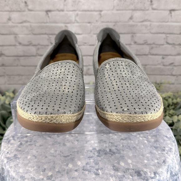 Clarks Collection Elaina Leather Pewter Espadrille Comfort Slip-on WMS 10M🩶EUC - Picture 2 of 10